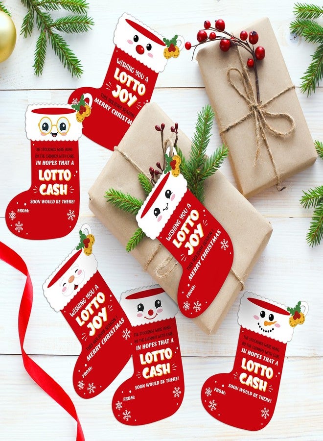 CPicdn 60Pcs Christmas Gift Card Holder, Funny Lotto Greeting Card Holder Tags for Christmas Tree Hanging Ornament Stocking Shape Cash Sleeve Surprise Reveal Letter Winter Holiday Party Decor Supplies - Image 5