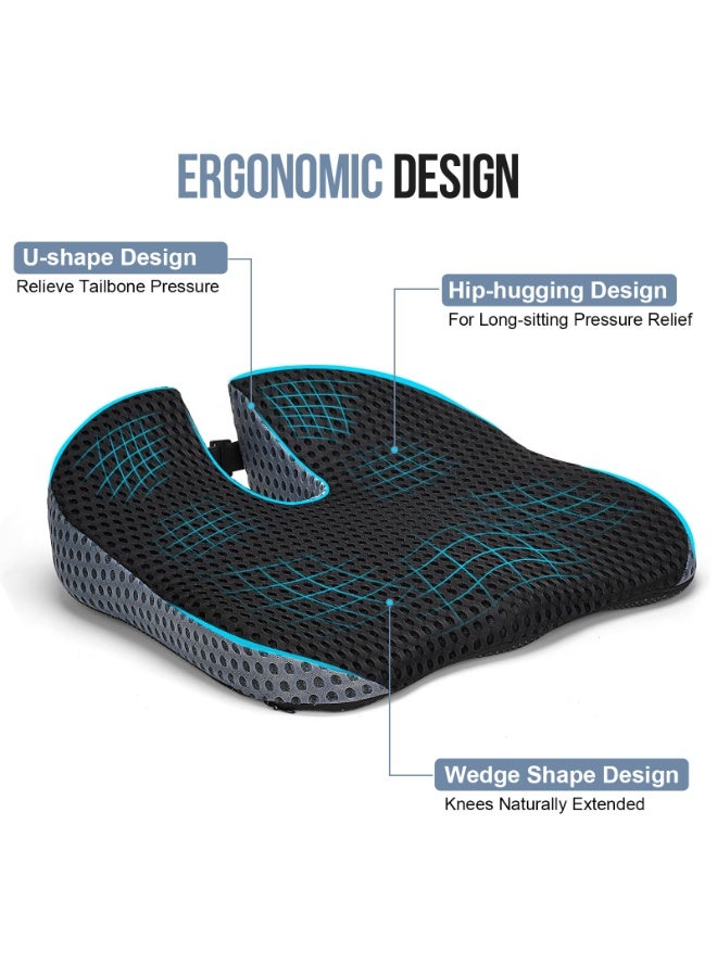 وسادة مقعد سائق السيارة - وسادة مقعد معزز ميموري فوم للكبار - وسادة كرسي مكتب مانعة للانزلاق للسيارة/المكتب/الشاحنة - Image 3