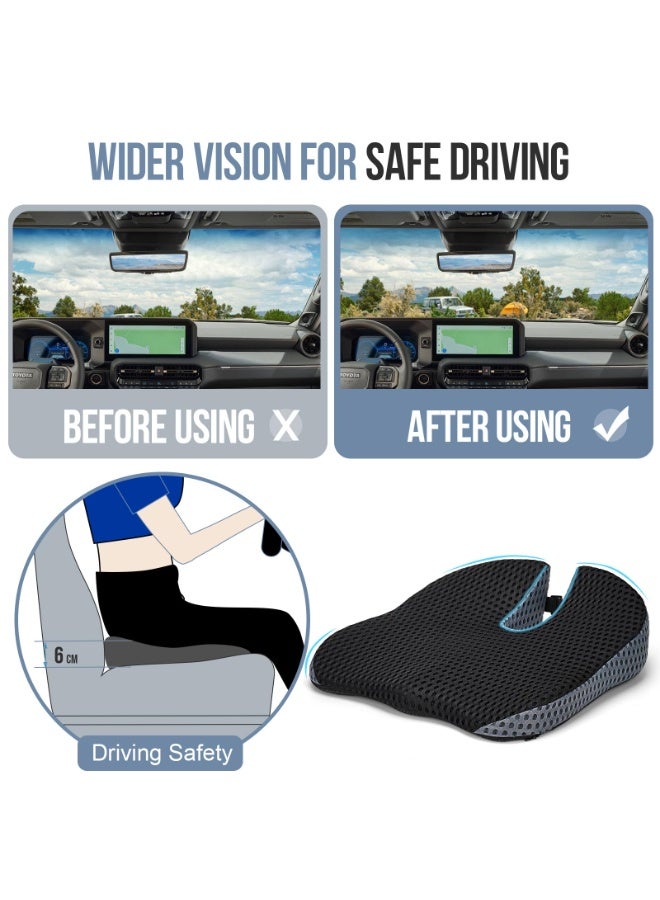 وسادة مقعد سائق السيارة - وسادة مقعد معزز ميموري فوم للكبار - وسادة كرسي مكتب مانعة للانزلاق للسيارة/المكتب/الشاحنة - Image 4