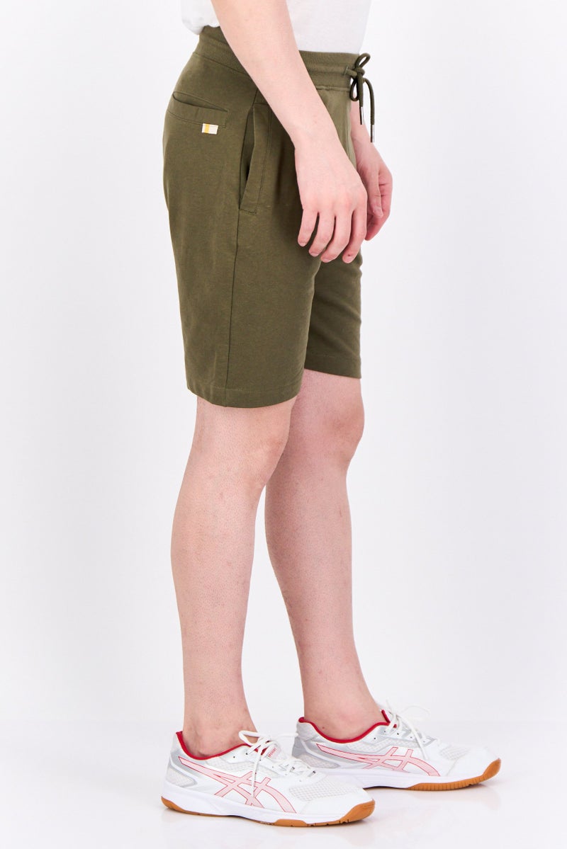 Gazzarrini Men Drawstring Brand Logo Basic Shorts, Dark Olive - Image 2