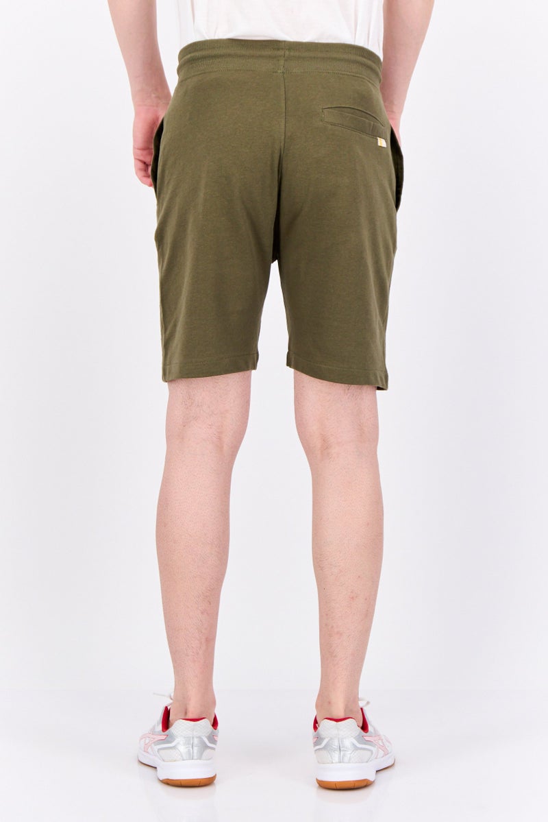Gazzarrini Men Drawstring Brand Logo Basic Shorts, Dark Olive - Image 4