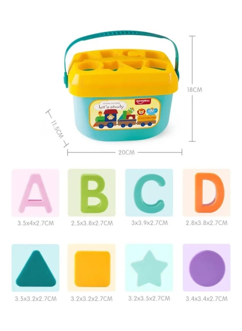 HUANGER - Shape Sorter Baby and Toddler Toy - ABC and Shape Pieces, Sorting Shape Game, Developmental Toy for Children 18 Months+ - Image 1