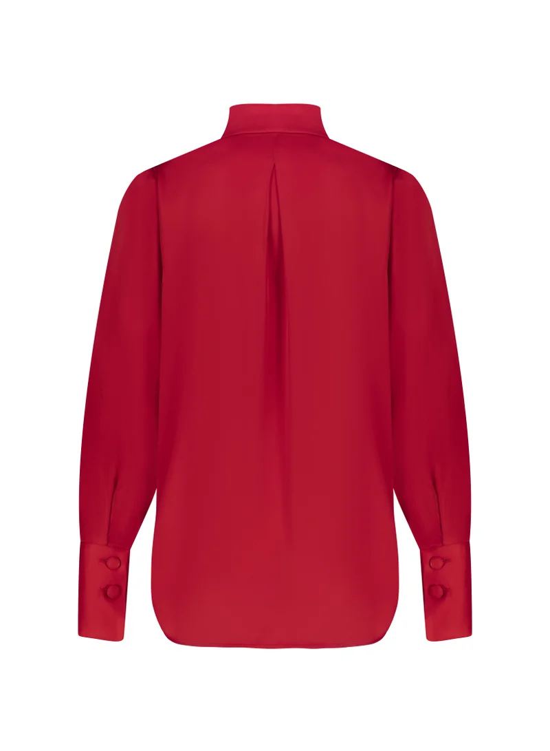 Lalele Cherry Red Satin Shirt