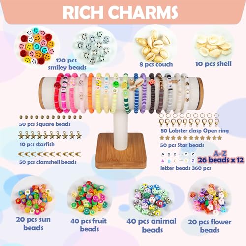 Lynnmos Clay Beads 7200 Pcs 2 Boxes Bracelet Making Kit - 24 Colors Polymer Clay Beads for Bracelet Making Set - Jewelry Making kit Supplies and Charms - Bracelet Making Kit for Girls Teens Kids Age 4-12… - Image 3