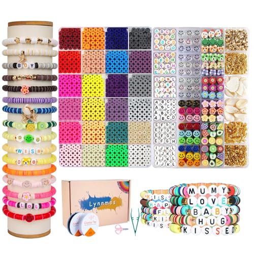 Lynnmos Clay Beads 7200 Pcs 2 Boxes Bracelet Making Kit - 24 Colors Polymer Clay Beads for Bracelet Making Set - Jewelry Making kit Supplies and Charms - Bracelet Making Kit for Girls Teens Kids Age 4-12… - Image 1