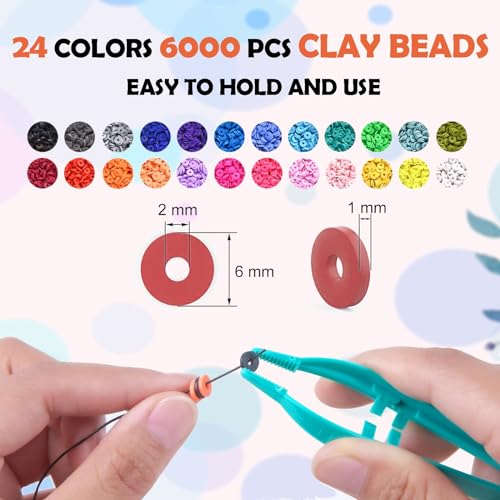 Lynnmos Clay Beads 7200 Pcs 2 Boxes Bracelet Making Kit - 24 Colors Polymer Clay Beads for Bracelet Making Set - Jewelry Making kit Supplies and Charms - Bracelet Making Kit for Girls Teens Kids Age 4-12… - Image 2