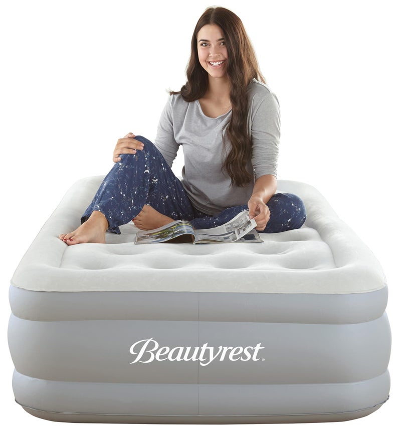 Beautyrest Beautyrest 14 Skyrise Raised Air Bed with Edge Support Inflatable Sleeping Mattress with External Pump and Puncture Resistant Vinyl for Guests Camping Twin 