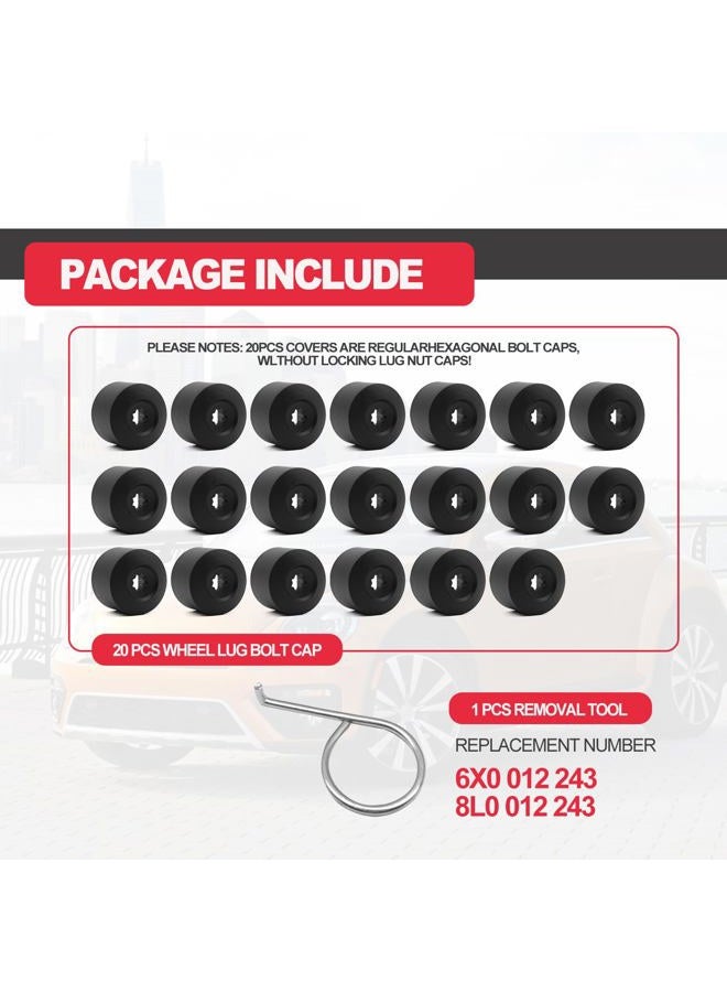 RBOKO 20 pcs 17mm Wheel Bolt Lug Nut Cover Cap with Removal Tool Dismantle Set Compatible with VW Lug Nut Cover Jetta Beetle Passat GTI CC Wheel Bolt, OE#: 1K0 601 173 - Image 4