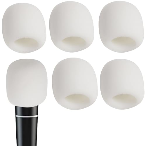 Swagwert 6 PCS White Microphone Cover Sponge Foam Mic Foam Filter Cover Handheld Microphone Windscreen Shield Protector Suitable for Most Standard Handheld… - Image 1
