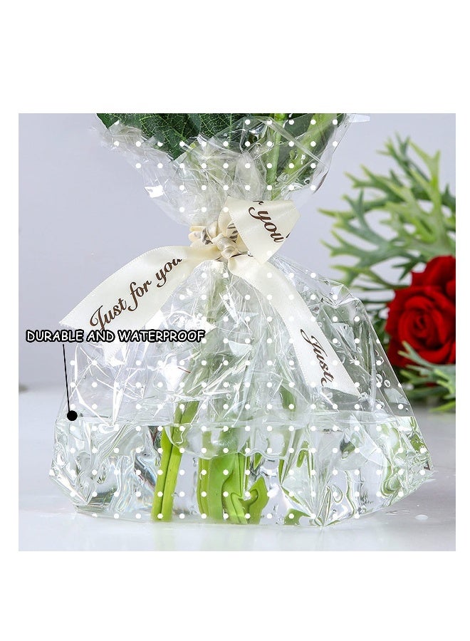 White Dot Cellophane Wrap, 30meter x 40cm Clear Cellophane Roll Florist Wrapping Cellophane for Hampers, Gifts, Flowers, Baskets, Treats & Crafts - Image 5