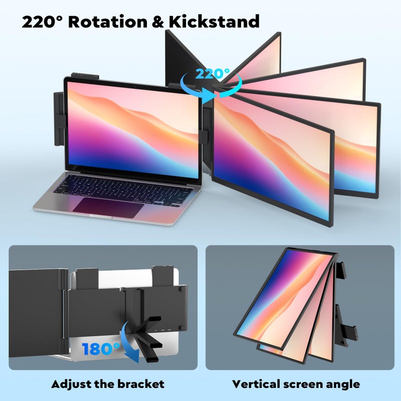 HONGO Laptop Screen Extender, 15.6" FHD 1080P Dual Monitor, Laptop Monitor Extender for 14"-16" Laptops, Second Screen with USB-C/HDMI Port, Plug n Play for Windows/Mac/Android/Switch/PS5 - Image 5