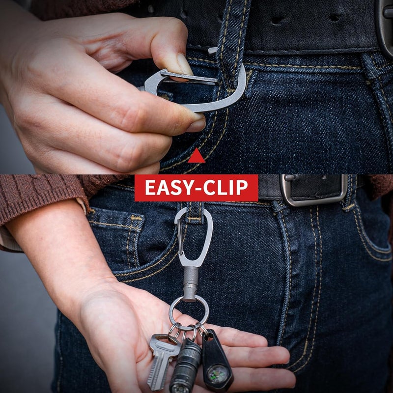 FEGVE Titanium Quick Release Keychain Clip and 28mm Key Ring, Detachable Keychain Lock Design, Rotating key Holder Clip for Men - Image 5