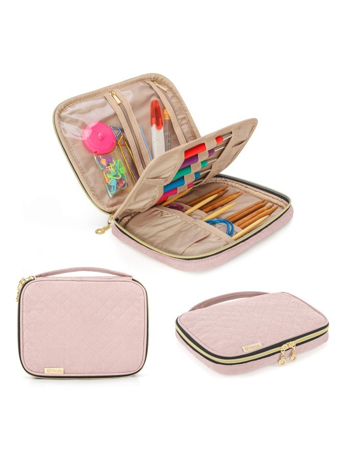 YARWO Crochet Hook Case  Travel Organizer Holder for Crochet Hooks  Circular Knitting Needles  Knitting Needles  up to 8   and Other Supplies  Dusty Rose  Bag Only  Patented Design - Image 1