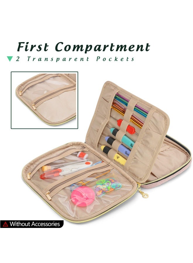 YARWO Crochet Hook Case  Travel Organizer Holder for Crochet Hooks  Circular Knitting Needles  Knitting Needles  up to 8   and Other Supplies  Dusty Rose  Bag Only  Patented Design - Image 2