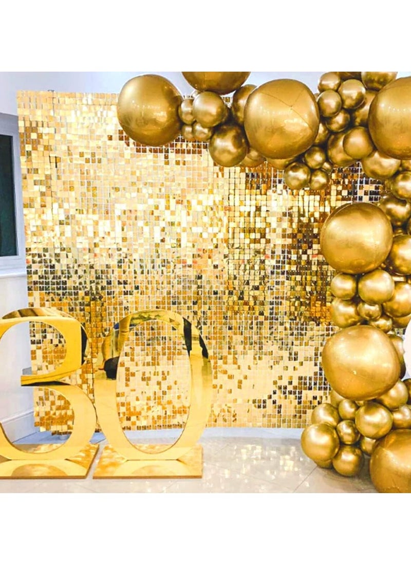 Rainbow Blue Shimmer Wall Backdrop 24PCS Rainbow Blue Sequins Backdrop Decoration Panels, Photo Backdrops for Baby Shower Mermaid Unicorn Birthday Anniversary Wedding Decoration - Image 5