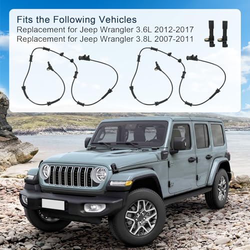 CARMOCAR Front and Rear ABS Wheel Speed Sensor Replacement for Jeep Wrangler 36L 20122017Jeep Wrangler 38L 20072011 68003281AA 68003281AC 52060156AD 52125003AA 4PCS - Image 3