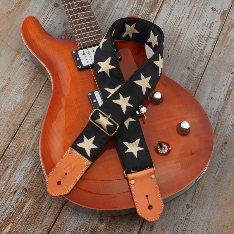 Nefelibata Cool Woven Guitar Strap -Cotton Guitar Straps with Thicked First Layer Vegetable Tanned Cowhide Leather Ends for Acoustic, Bass, Electric, Best Gift for Your Love Guitarists(Star) - Image 5