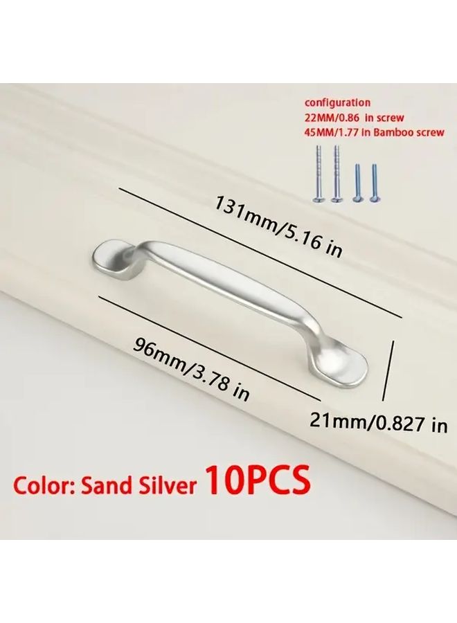 10 Sand Silvery Cabinet Drawer Handles Aluminum 128mm Hole Pitch Durable Metal Knobs - Image 3