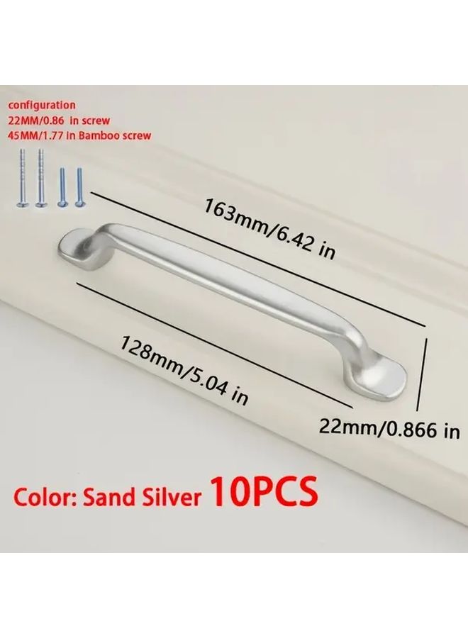 10 Sand Silvery Cabinet Drawer Handles Aluminum 128mm Hole Pitch Durable Metal Knobs - Image 4