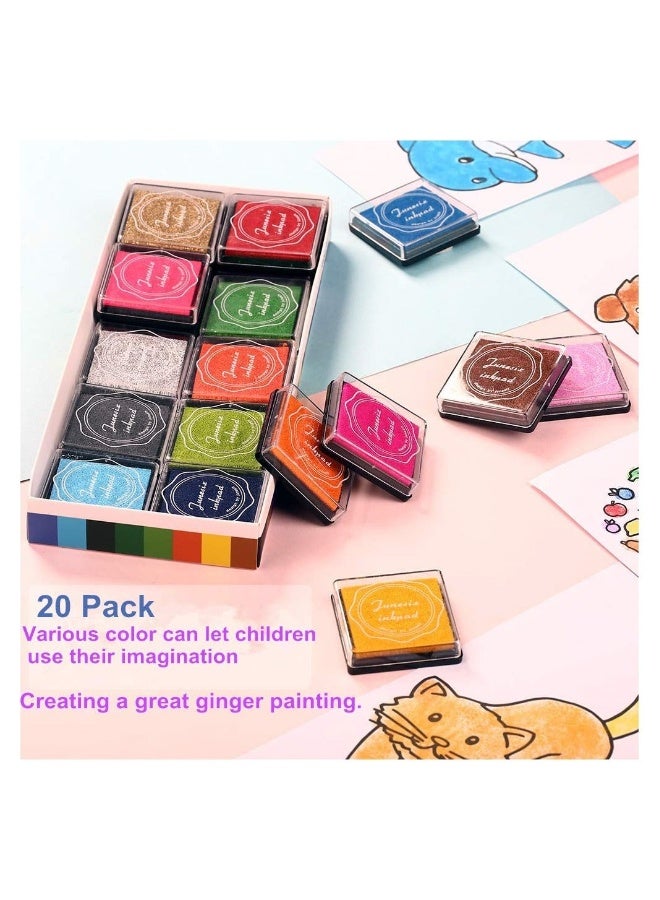 Color Ink Pad Finger Washable Craft Ink Pad for Kids Non-Toxic 20 Color Craft Ink Pad for Stamps Paper Wood Fabric - Image 5
