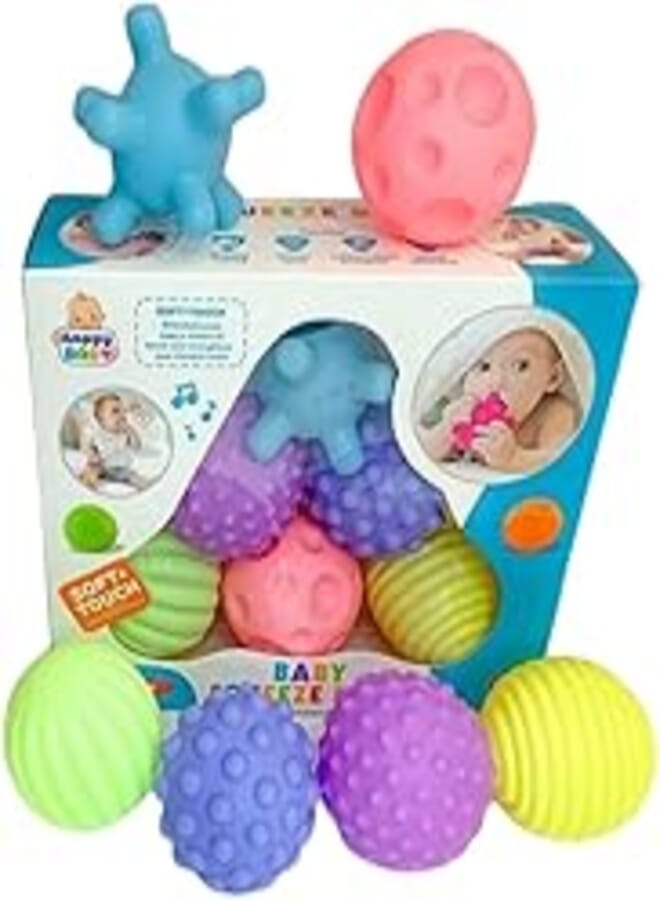 Silicone Balls for Kids Squeeze Bath Ball Squeaky Toy Sensory Ball for Baby Vinyl Soft (6 Pack) 