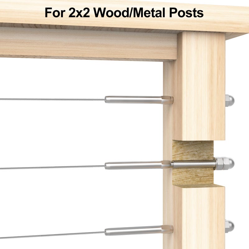 BLIKA 30 Pack Cable Railing Swage Threaded Stud Tension End Fitting Terminal for 1/8" Deck Cable Railing, T316 Stainless Steel, Cable Railing Tensioner 1/8" for 2"x2" Wood/Metal Post - Image 5