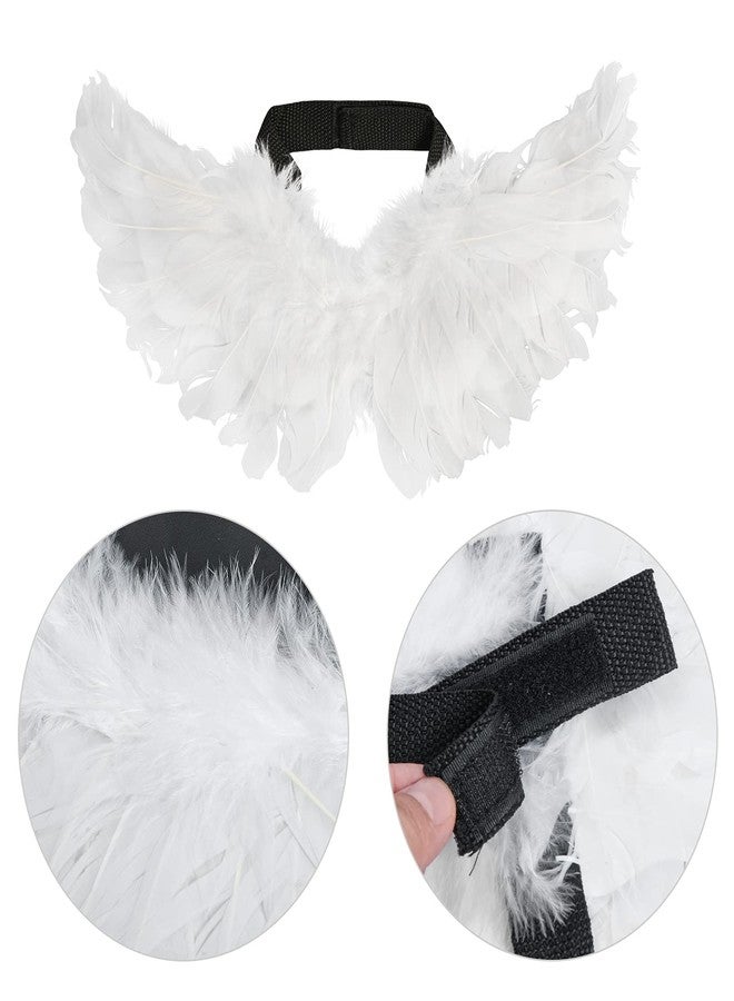 Poualss Pet Angel Wing Devil Wing Pet Halloween Costume Accessory Set for Dog Cat Rabbit Halloween Animal Party Theme Costume Black and White (Black and White, Small) - Image 3