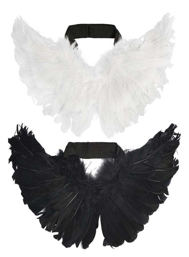 Poualss Pet Angel Wing Devil Wing Pet Halloween Costume Accessory Set for Dog Cat Rabbit Halloween Animal Party Theme Costume Black and White (Black and White, Small) - Image 1