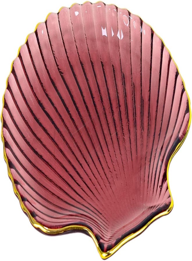 AKDC Snack Plate, Sauce Dish Ocean Starfish Shell Fish Shape Crystal Clear Glass Appetizer Plates Snack Fruit Sushi Dessert, Golden Edges (14Cm) - Image 4
