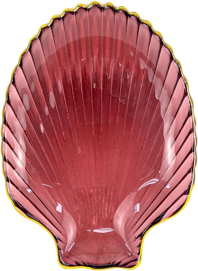 AKDC Snack Plate, Sauce Dish Ocean Starfish Shell Fish Shape Crystal Clear Glass Appetizer Plates Snack Fruit Sushi Dessert, Golden Edges (14Cm) - Image 1