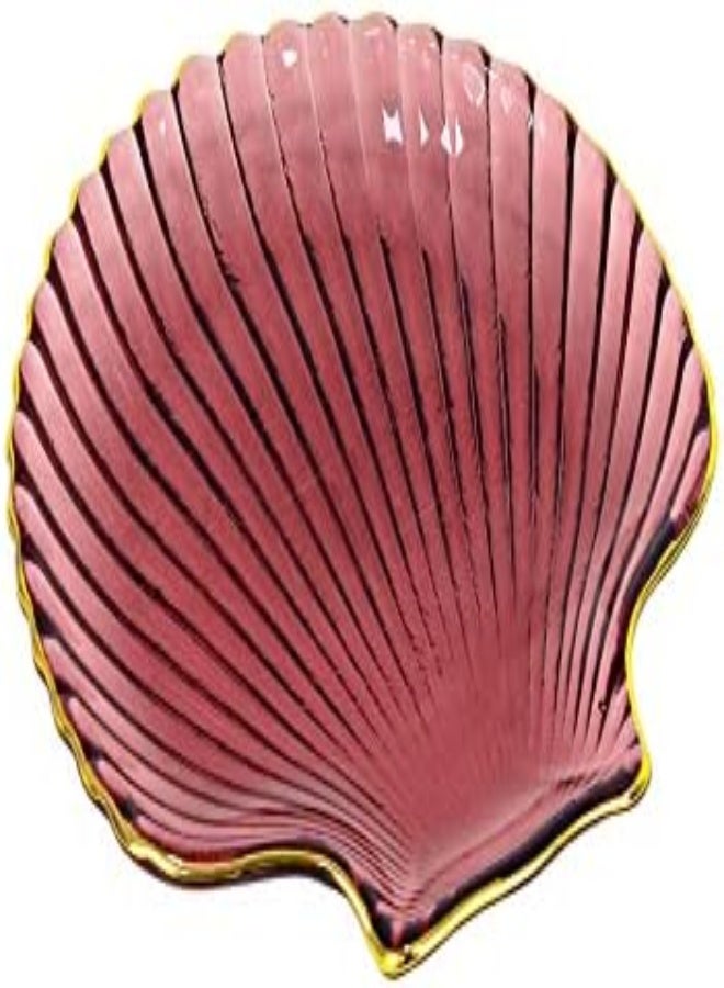 AKDC Snack Plate, Sauce Dish Ocean Starfish Shell Fish Shape Crystal Clear Glass Appetizer Plates Snack Fruit Sushi Dessert, Golden Edges (14Cm) - Image 2