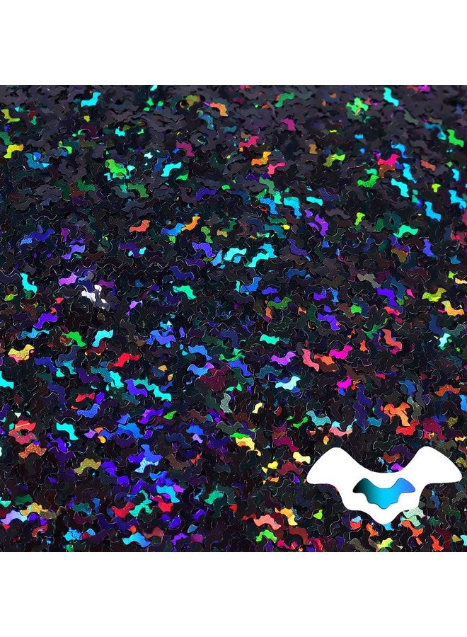 ceya Holographic Bat 5Mm Confetti Glitter, 4.4Oz/ 125G Laser Black Chunky Glitter Resin Sparkle Flakes Iridescent Halloween Nail Sequin For Crafts Tumblers, Diy Nail, Party Wedding Festival Decoration - Image 1