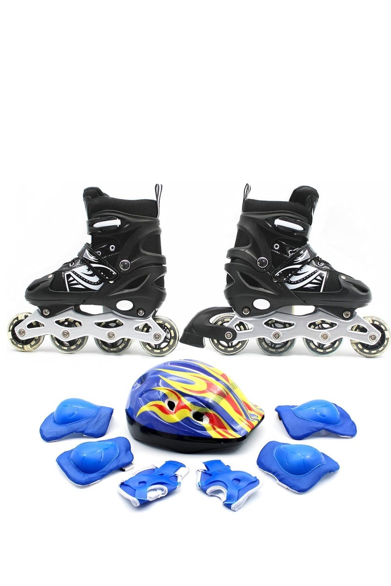 Adjustable Inline Skates for Kids with Flashing Wheels – Includes Full Protective Gear Set(Helmet,Knee, Elbow & Wrist)  – 4 Colors & 3 Sizes Available - Image 1