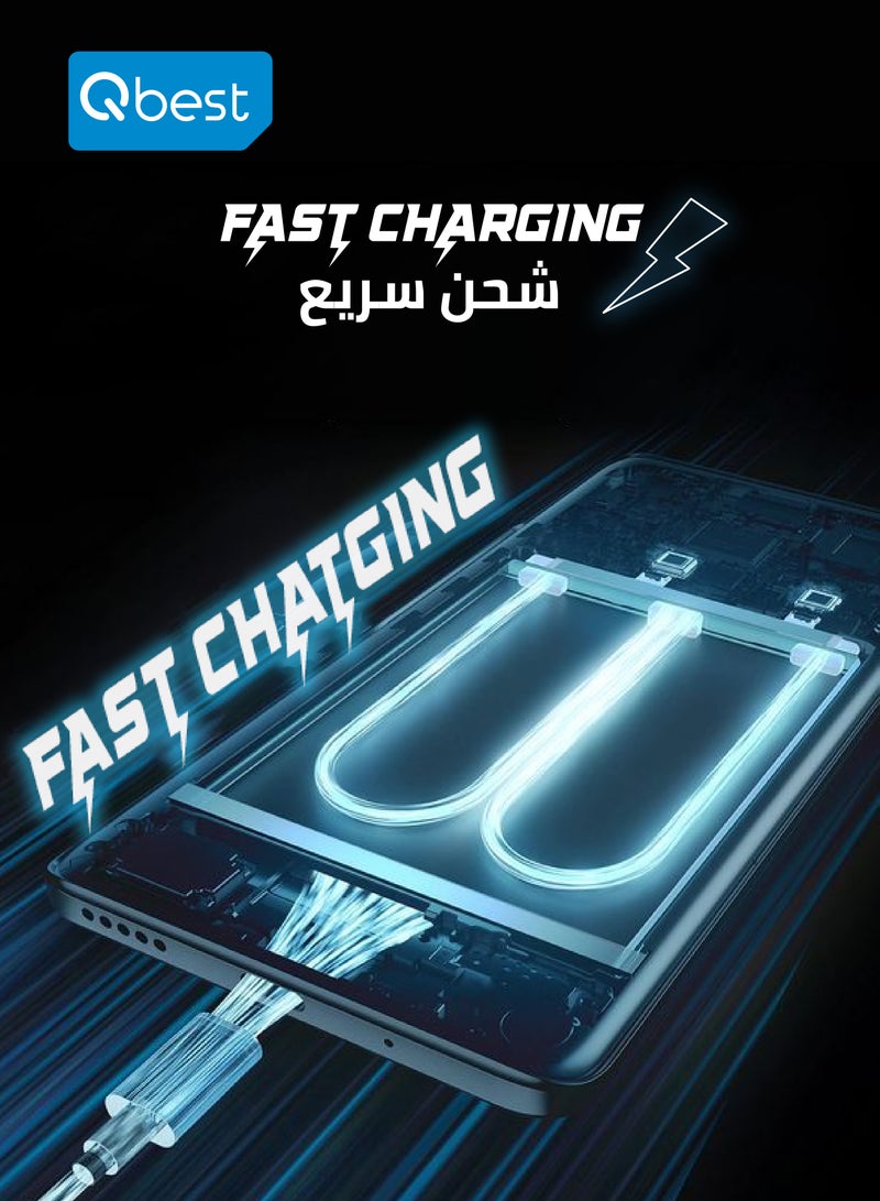 Qbest 3-in-1 6A Super Fast Data Cable – USB to Micro + Lightning + Type-C, 1.2M Nylon, High-Speed Data Transfer, Quick Charge, Durable Design - Image 4