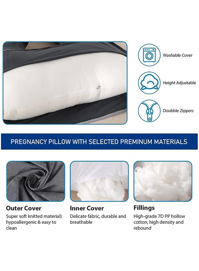 VTERLY Pregnancy Pillows, 180cm Long Maternity Pillows with Removable Bean Velvet Cover, U-Shape Full Body Pillow - Image 4