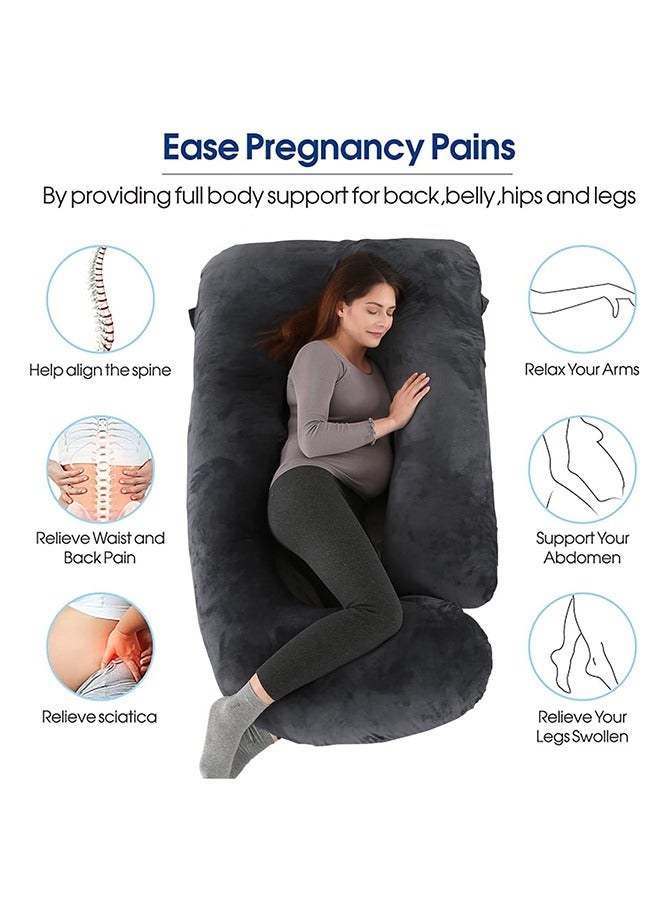 VTERLY Pregnancy Pillows, 180cm Long Maternity Pillows with Removable Bean Velvet Cover, U-Shape Full Body Pillow - Image 3