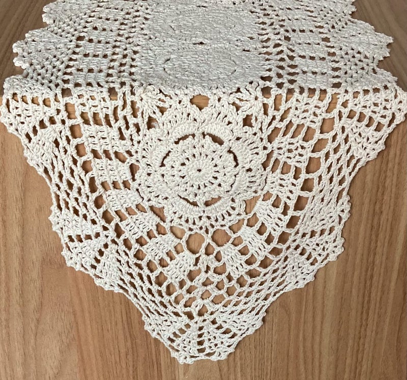 SouthMage Hand Crochet Lace Table Runner Farmhouse Boho Dresser Scarf (12" x 52") - Image 2
