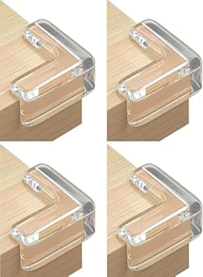 Portal Corner Protector for Baby, Protectors Guards - Furniture Corner Guard & Edge Safety Bumpers - Baby Proof Cushion to Cover Sharp Furniture & Table Edges Transparent With 3M Double Sided Tape (4 Pieces)
