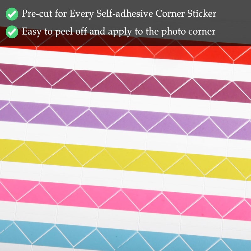 ADVcer 50 ورقة زوايا صور ذاتية اللصق - تحمل 1275 صورة - 6 ألوان 5100 قطعة ملصقات زوايا لتثبيت الصور لبولارويد، إنستكس، صور لكتاب الصور DIY وألبوم الذكريات - Image 3