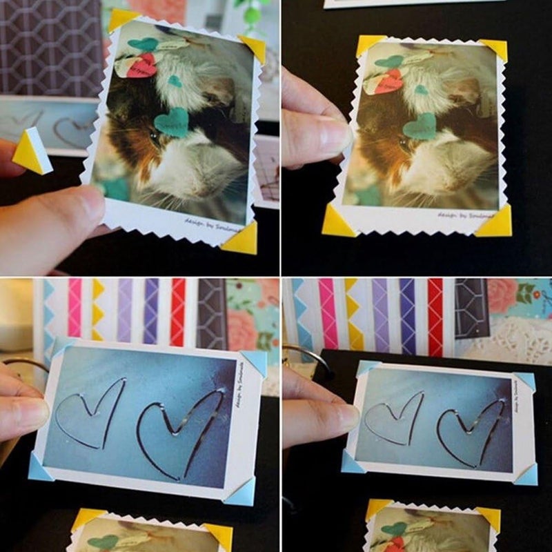 ADVcer 50 ورقة زوايا صور ذاتية اللصق - تحمل 1275 صورة - 6 ألوان 5100 قطعة ملصقات زوايا لتثبيت الصور لبولارويد، إنستكس، صور لكتاب الصور DIY وألبوم الذكريات - Image 5