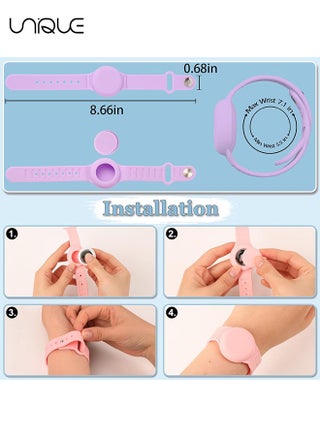 Kids Waterproof Airtag Bracelet Compatible with Apple AirTag, Hidden Silicon Protective Case for Air Tag Holder, Adjustable Anti-Lost Watch Band for Toddler Child (Purple) - view 2