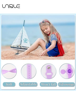 Kids Waterproof Airtag Bracelet Compatible with Apple AirTag, Hidden Silicon Protective Case for Air Tag Holder, Adjustable Anti-Lost Watch Band for Toddler Child (Purple) - view 4