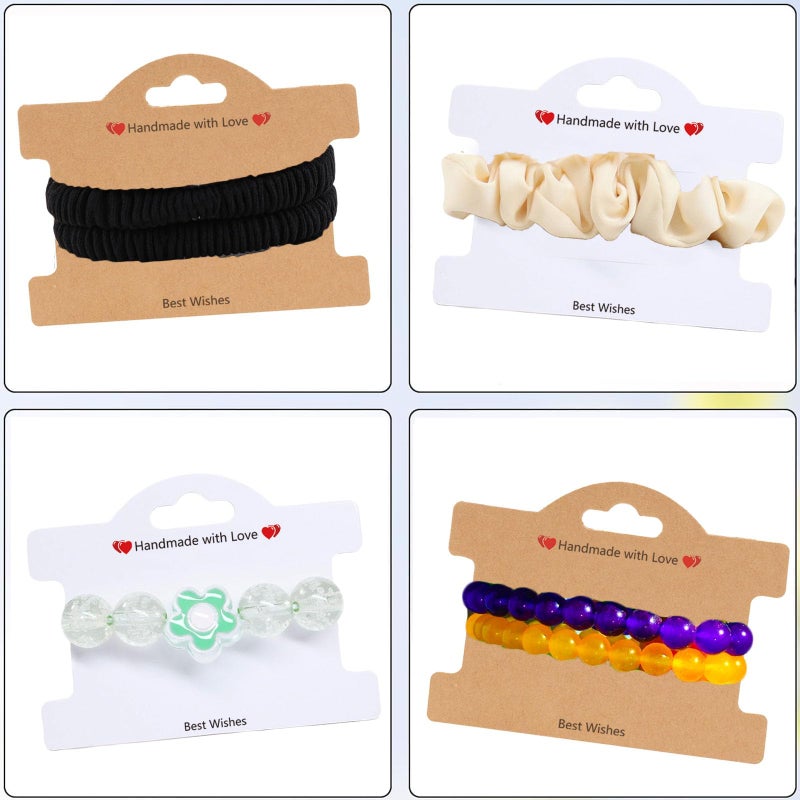 ALLWSLucky 100Set Jewelry Display Cards, Bracelet Display Cards with Clear Bags for Small Business of Hair Ties, Bracelet, Necklace, Hair Scrunchies (Brown) - Image 5
