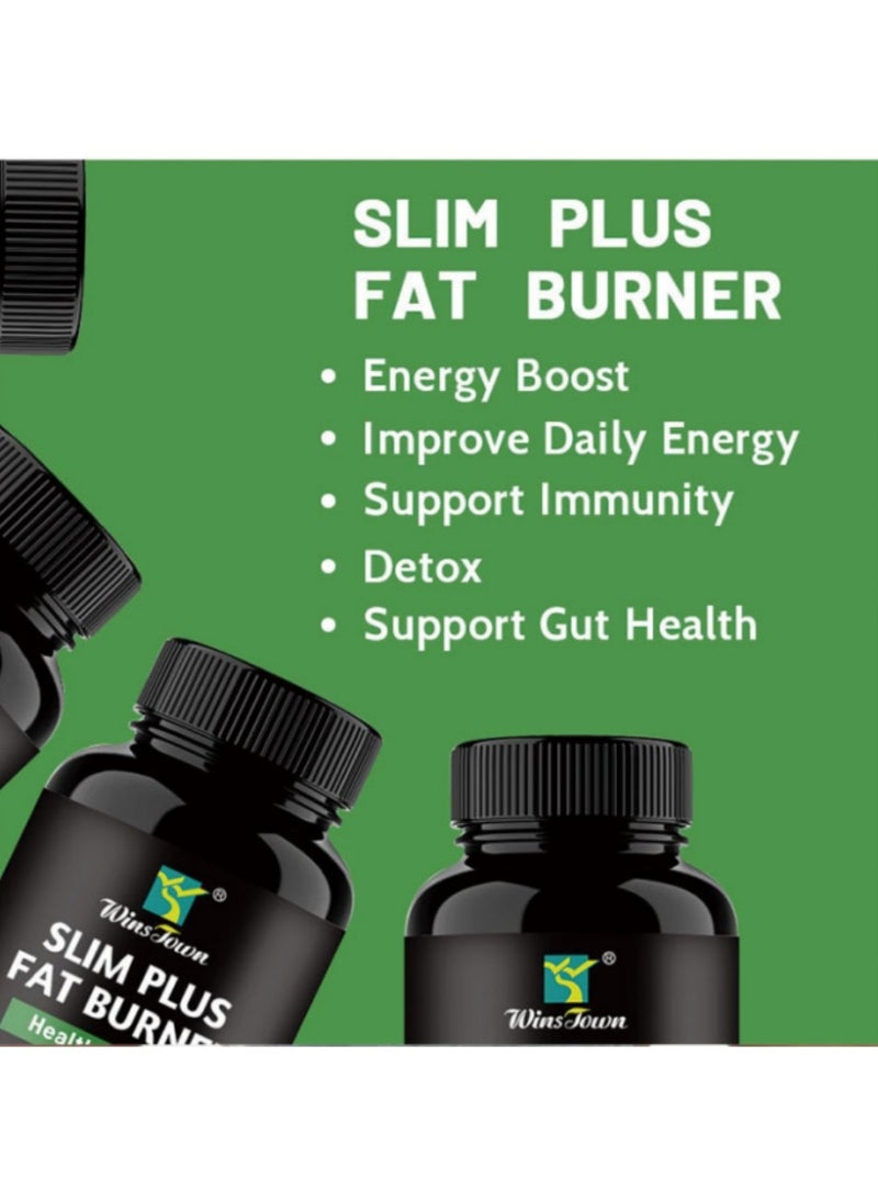 وينز تاون 2 قطعة جهاز حرق الدهون Slim Plus Slim Plus - أقراص تنحيف طبيعية لفقدان الوزن والتخلص من السموم، معزز للأيض ومثبط للشهية - 60 قرص  - Image 2