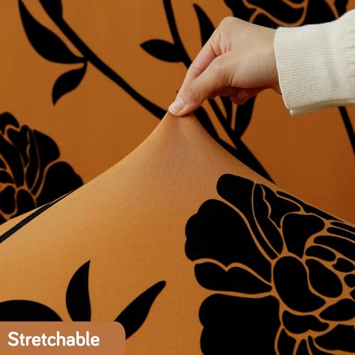 HOKIPO 'Elira Series' Polyester 140gsm Fully Covered Sofa Cover 3 Seater, Copper Brown Floral (AR-4947-C8) - Image 2