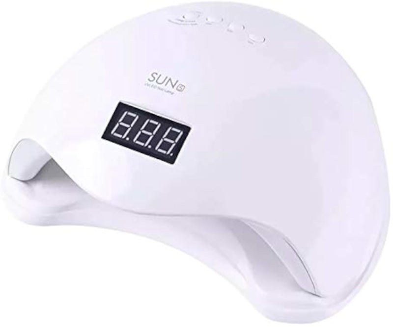 جهاز Sun5 الرقمي لتلميع أظافر الجل (أكريجيل) بقوة 48 واط، يعمل بتقنية LED/UV، لون أبيض، ثنائي الجهد 110-220 فولت