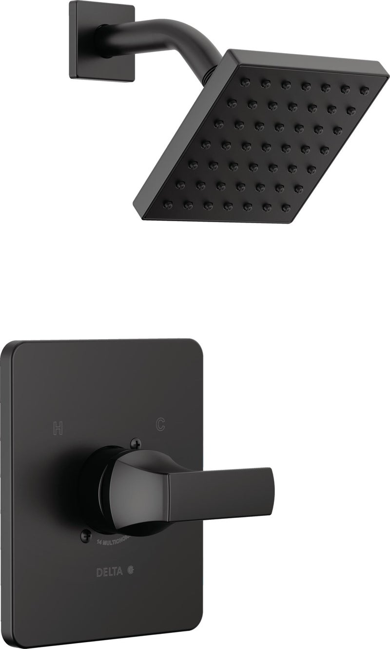 Delta Velum 14 Series Shower Faucet Set Matte Black Shower Head and Handle Set Valve Trim Kit Matte Black T14237BL Valve Not Included