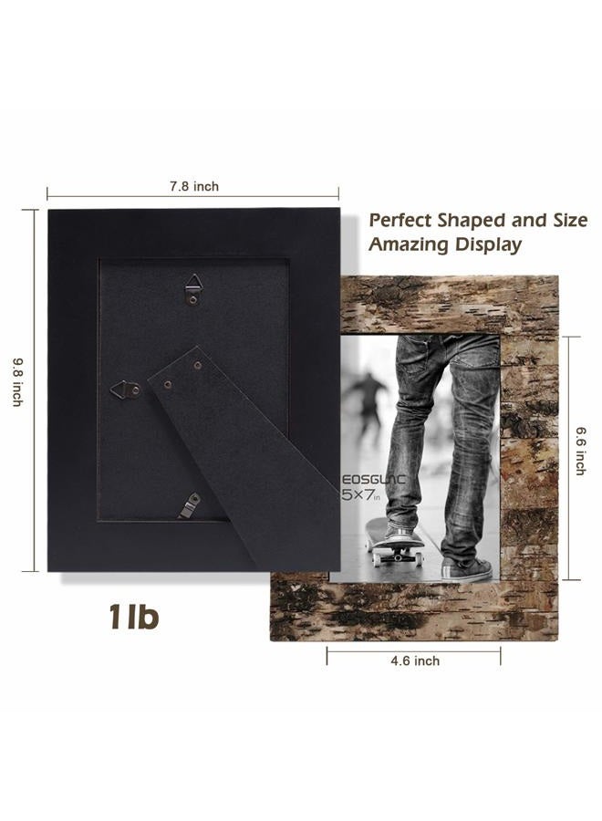 Eosglac Rustic 5 x 7 Wooden Picture Frame, Handmade with Real Birch Bark, Easel Back, Natural - Image 4