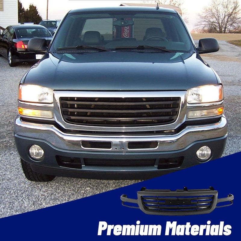 JustDrivably Front Grille Grill Dark Gray Grill Compatible With 2003-2007 GMC SIERRA 1500 2500 GM1200476 19130790 - Image 4