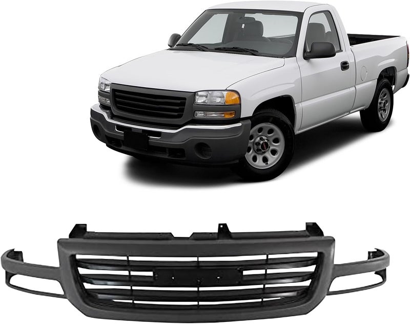 JustDrivably Front Grille Grill Dark Gray Grill Compatible With 2003-2007 GMC SIERRA 1500 2500 GM1200476 19130790 - Image 1